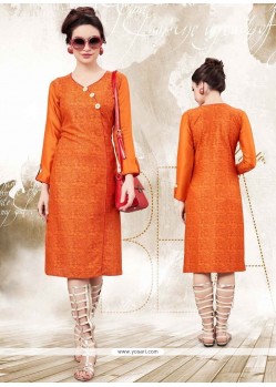 Modish Orange Party Wear Kurti