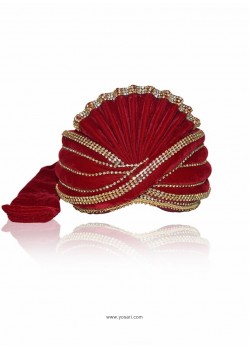 Demure Red Velvet Wedding Turban