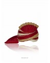 Men's Red Raw Silk Velvet Turban