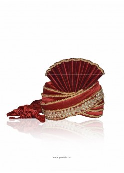 Maroon Raw Silk Wedding Turban
