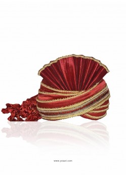 Classy Red Raw Silk Wedding Turban
