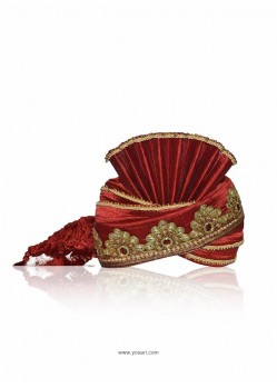 Groovy Red Raw Silk Wedding Turban