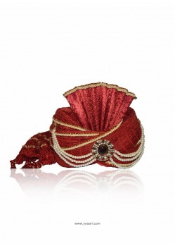Scintillating Red Dupion Raw Silk Wedding Turban