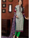 Green And White Cotton Churidar Suit
