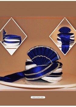 Classy Blue Velvet Wedding Turban