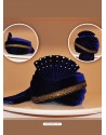 Blue Velvet Wedding Turban For Men