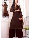 Brown Georgette And Net Pakistani Suits