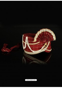 Stunning Maroon Net Wedding Turban