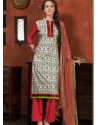 Pink And White Cotton Churidar Suit