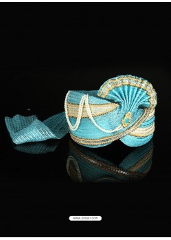 Stylish Blue Net Wedding Turban