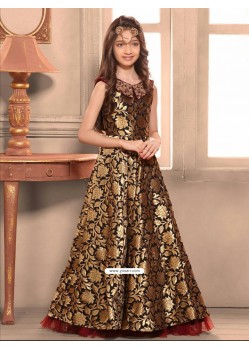 Blooming Taffeta Jacquard Indo-Western Dress
