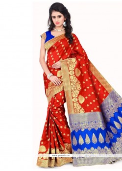 Unique Woven Work Red Banarasi Silk Traditional Designer Saree