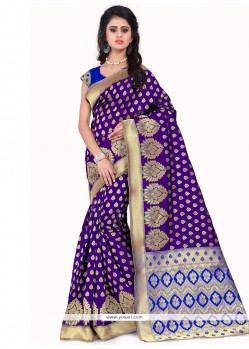 Woven Banarasi Silk Traditional Saree In Purple