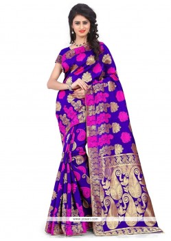 Monumental Banarasi Silk Blue Designer Traditional Saree