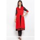 Renowned Red Cotton Party Wear Kurti
