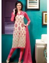 Pink And Cream Chanderi Churidar Suit