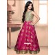 Sizzling Golden Banarasi Top N Magenta Brocade Skirt