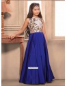 Awesome Blue Taffeta Silk Gown