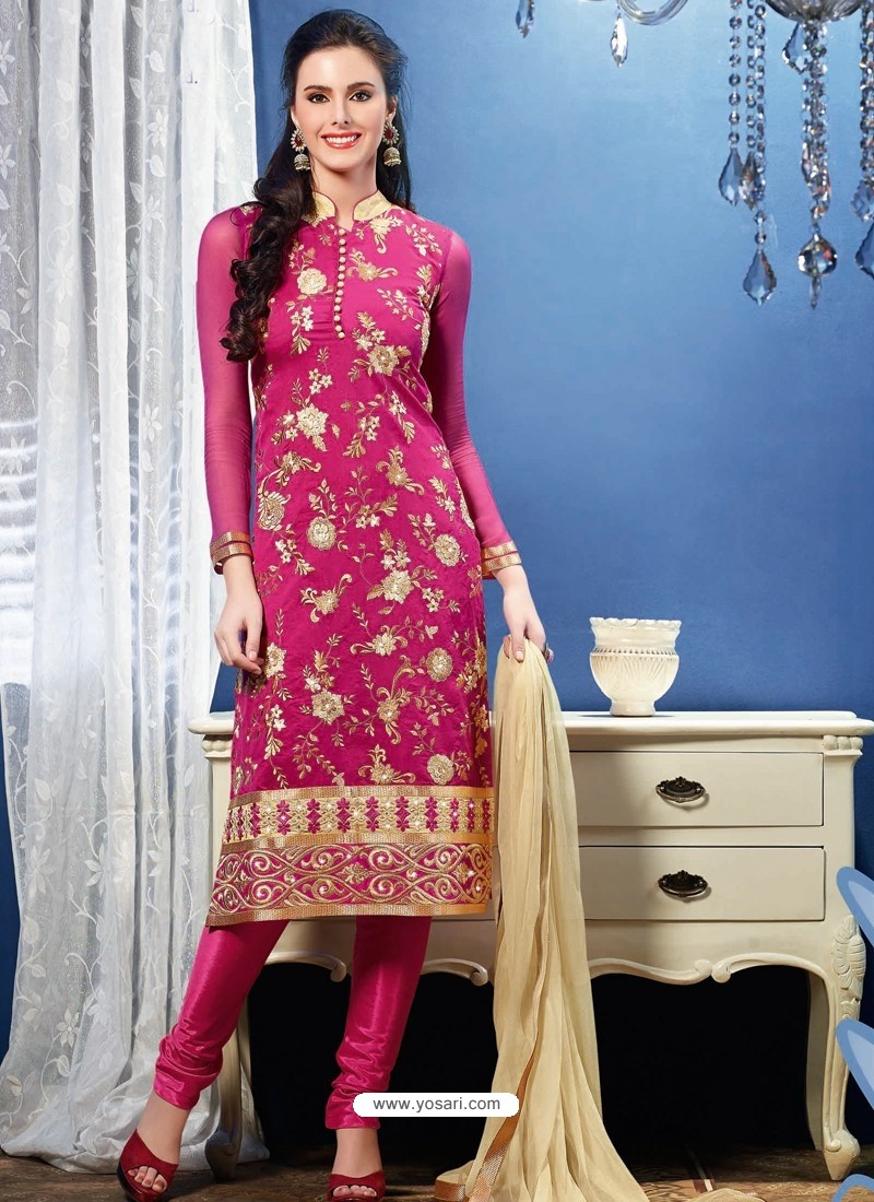 Pink Chanderi Churidar Suit | Churidar Suit online