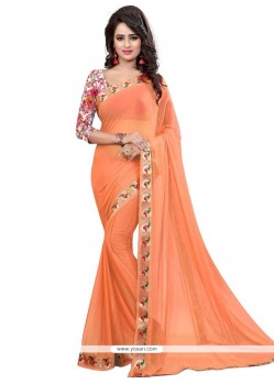 Print Fancy Fabric Casual Saree In Orange