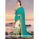Urbane Blue And Cream Bhagalpuri Silk Designer Half N Half Saree