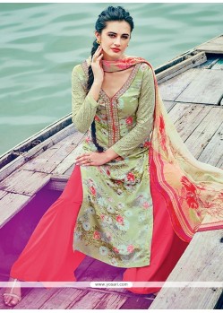 Desirable Multi Colour Embroidered Work Palazzo Suit