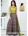 Ideal Raw Silk Multi Colour Lace Work Readymade Suit