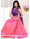 Voluptuous Embroidered Work Pink And Purple Readymade Suit