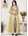 Prodigious Art Silk Beige Embroidered Work Readymade Suit