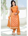 Lavish Embroidered Work Orange Readymade Suit