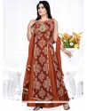 Adorning Fancy Fabric Brown Readymade Suit