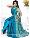 Breathtaking Embroidered Work Banarasi Silk Blue Readymade Suit