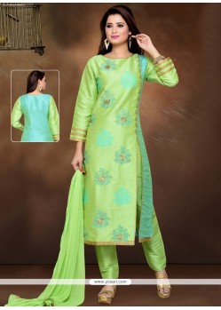 Artistic Fancy Fabric Green Readymade Suit