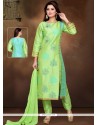 Artistic Fancy Fabric Green Readymade Suit