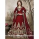 Invaluable Resham Work Tafeta Silk Maroon Floor Length Anarkali Suit