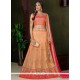 Superlative Art Silk Orange Embroidered Work Lehenga Choli