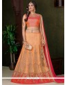 Superlative Art Silk Orange Embroidered Work Lehenga Choli