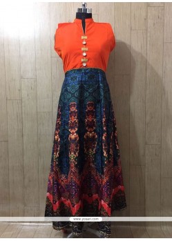 Voluptuous Multi Colour Tafeta Silk Party Wear Kurti