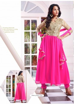 Pink Georgette with Zari Work Anarkali Suit