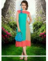 Beautiful Plain Work Faux Georgette Party Wear Kurti