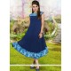 Surpassing Print Work Navy Blue Faux Georgette Party Wear Kurti