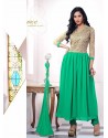Green Georgette with Zari Work Anarkali Suit