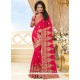 Refreshing Hot Pink Embroidered Work Faux Chiffon Classic Saree