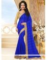 Beckoning Blue Moti Work Work Faux Chiffon Saree