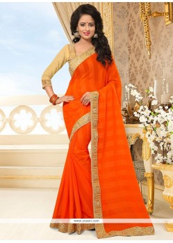 Prodigious Orange Designer Saree