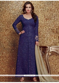 Glorious Faux Georgette Blue Designer Suit