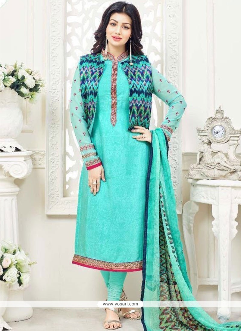 Buy Ayesha Takia Embroidered Work Art Silk Jacket Style Suit | Designer ...