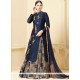 Cherubic Navy Blue Embroidered Work Long Choli Lehenga