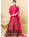 Sophisticated Banglori Silk Hot Pink Long Choli Lehenga