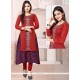 Embroidered Jute Designer Kurti In Red